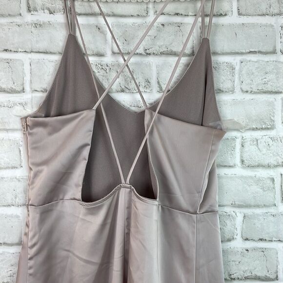 Mod Ref Maxi Slip Dress Criss Cross Back Champagne Size Medium - Picture 3 of 8